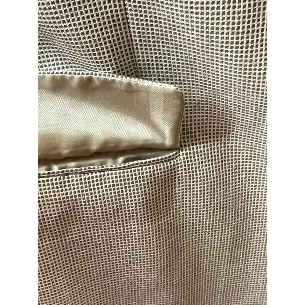 VTG Villini SK Famous Brands Jacket 42L Beige Checkered Blazer Silk‎ Wool Modern
